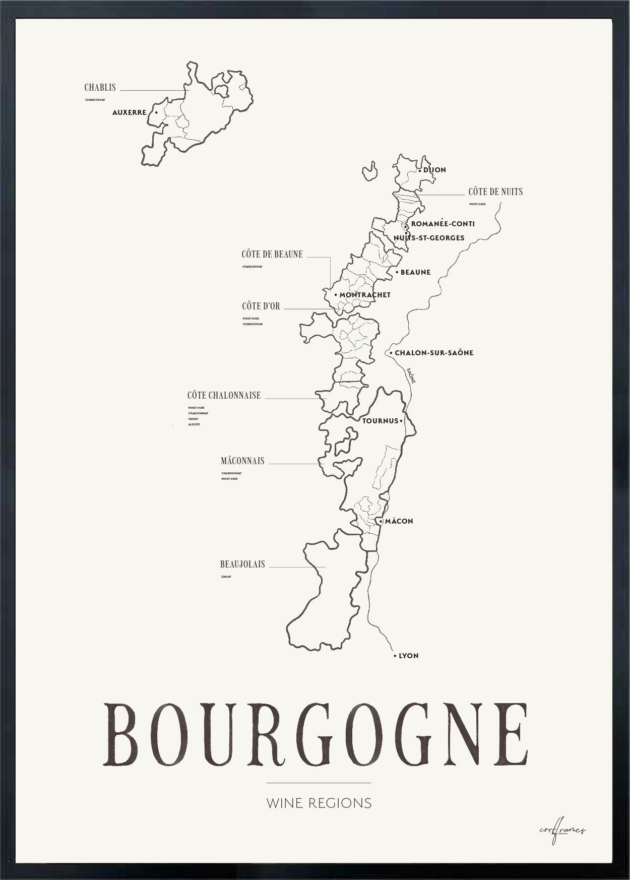 Bourgogne Wine Region Map