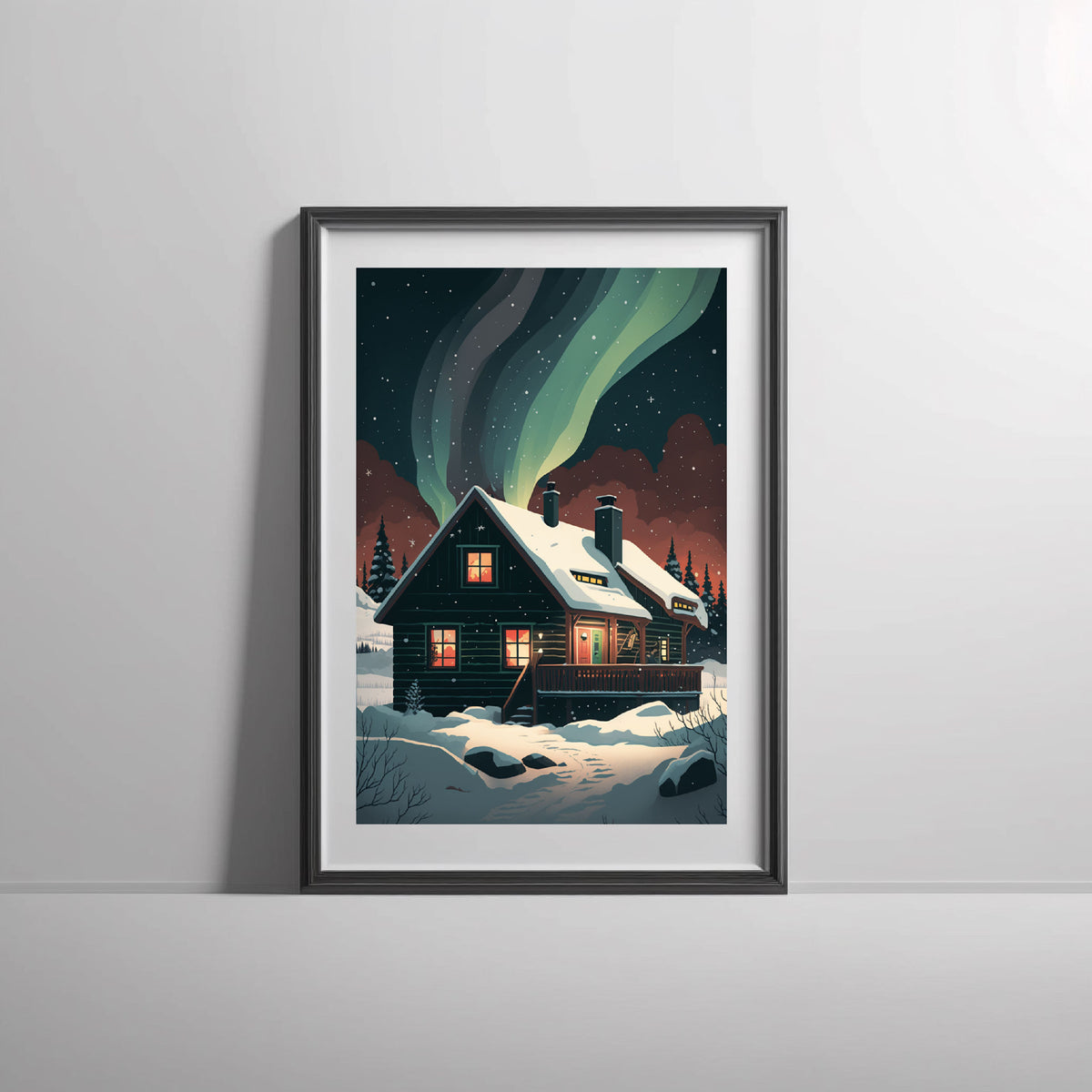 Gemütliche Winterhütte in Nordschweden Poster