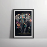 Elephant in Flowers Poster