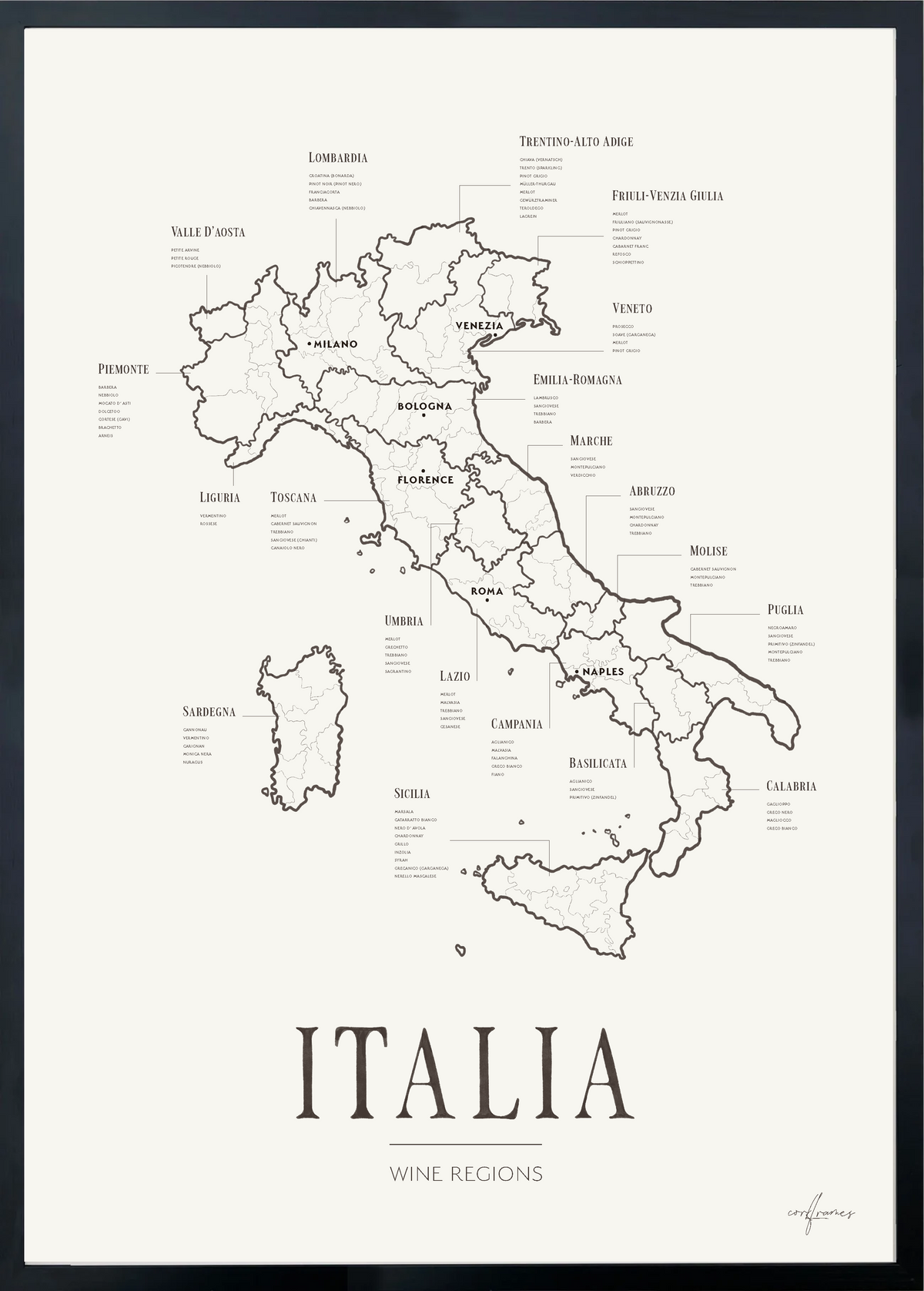 Italia Wine Region Map