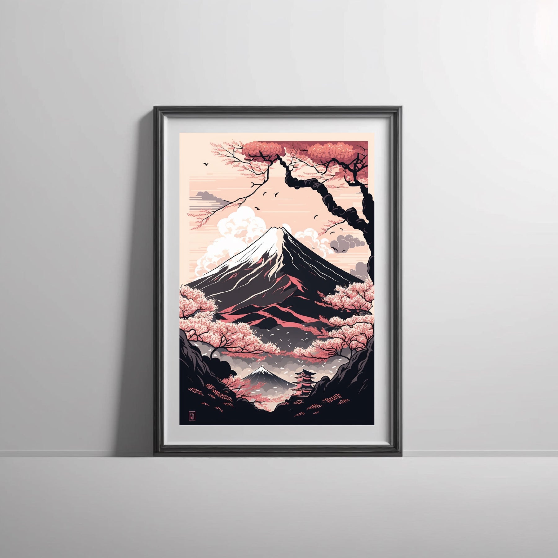 Mount Fuji Japan während der Kirschblütensaison Poster 