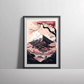 Mount Fuji Japan during Cherry Blossom Season Poster