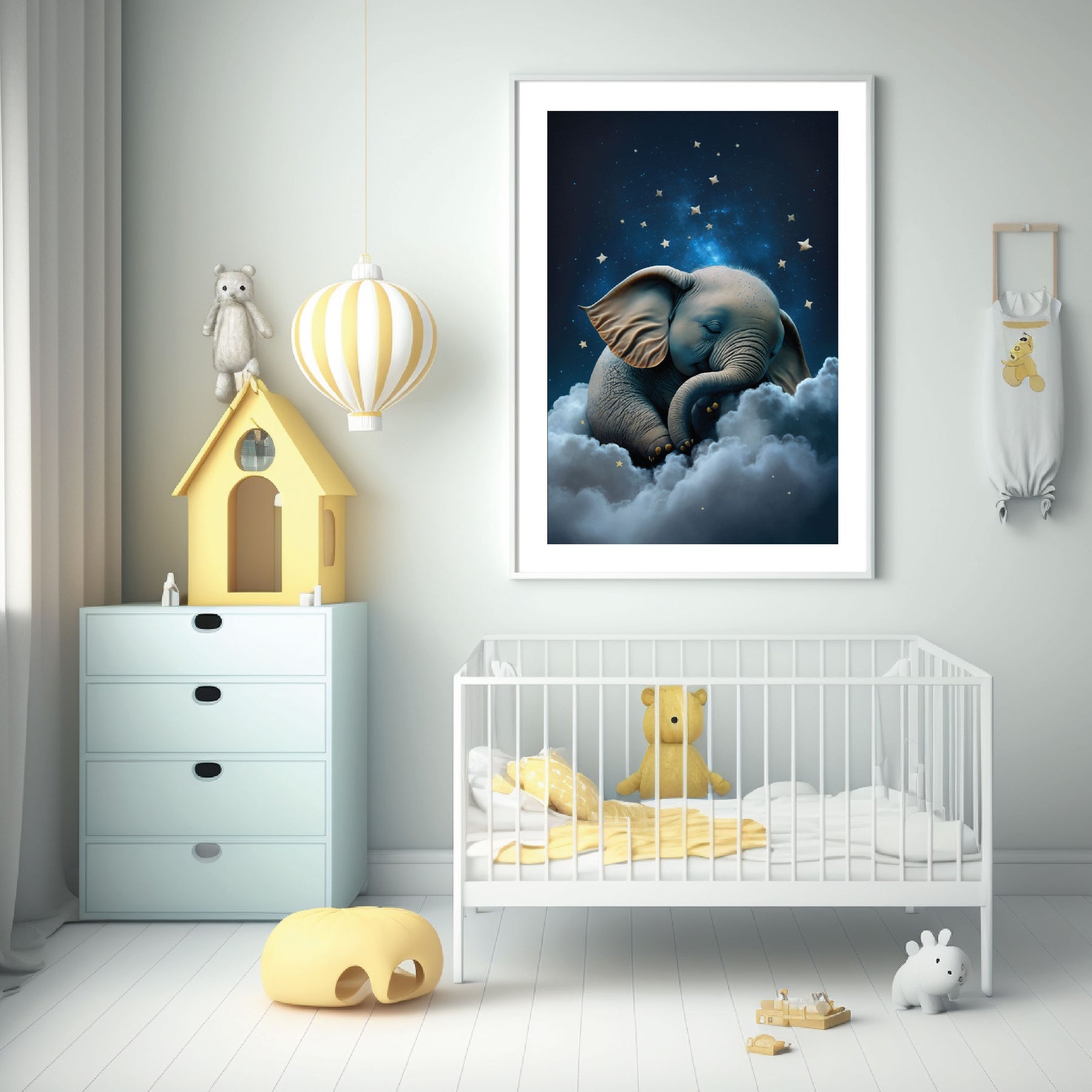 Baby Elefant durmiendo en una nube Póster 