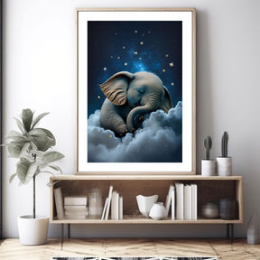 Baby Elephant Sleeping On a Cloud Poster