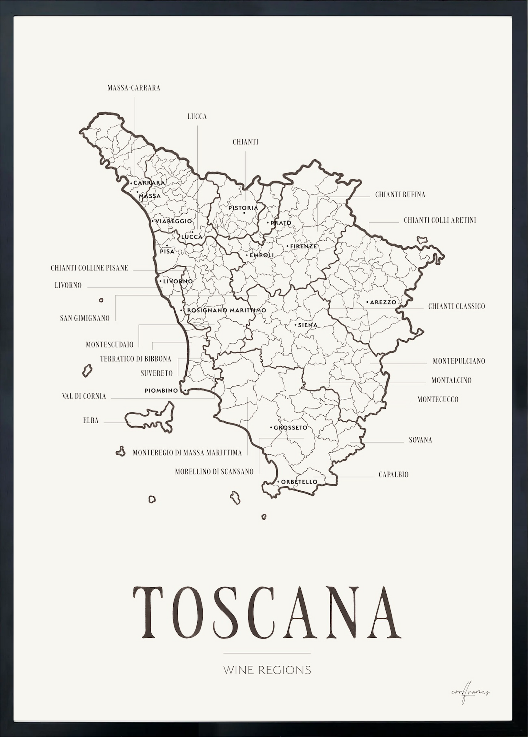 Tuscany Wine Region Map