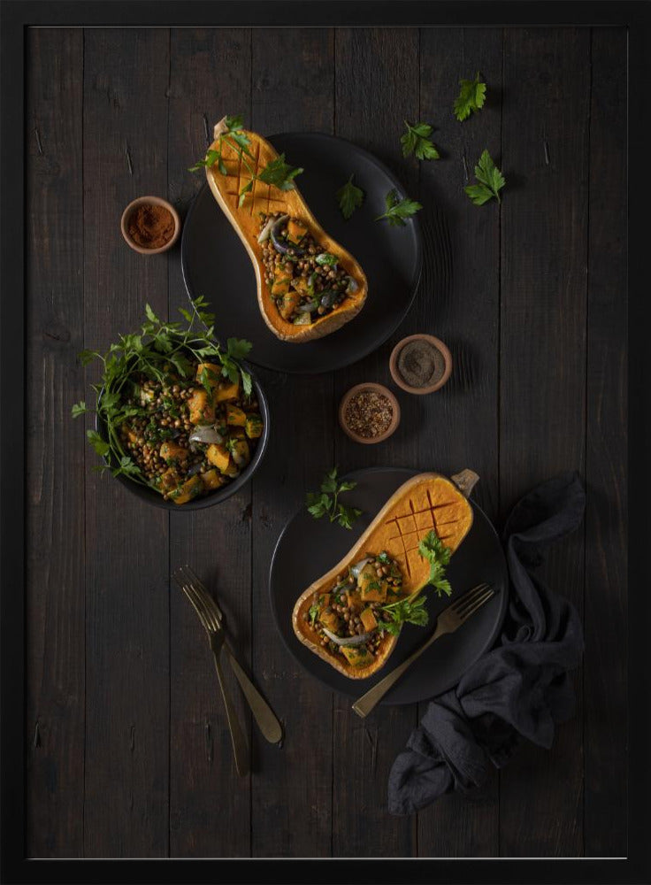 Roasted butternut and lentil salad Poster