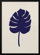 Monstera Leaf Dark Blue Poster