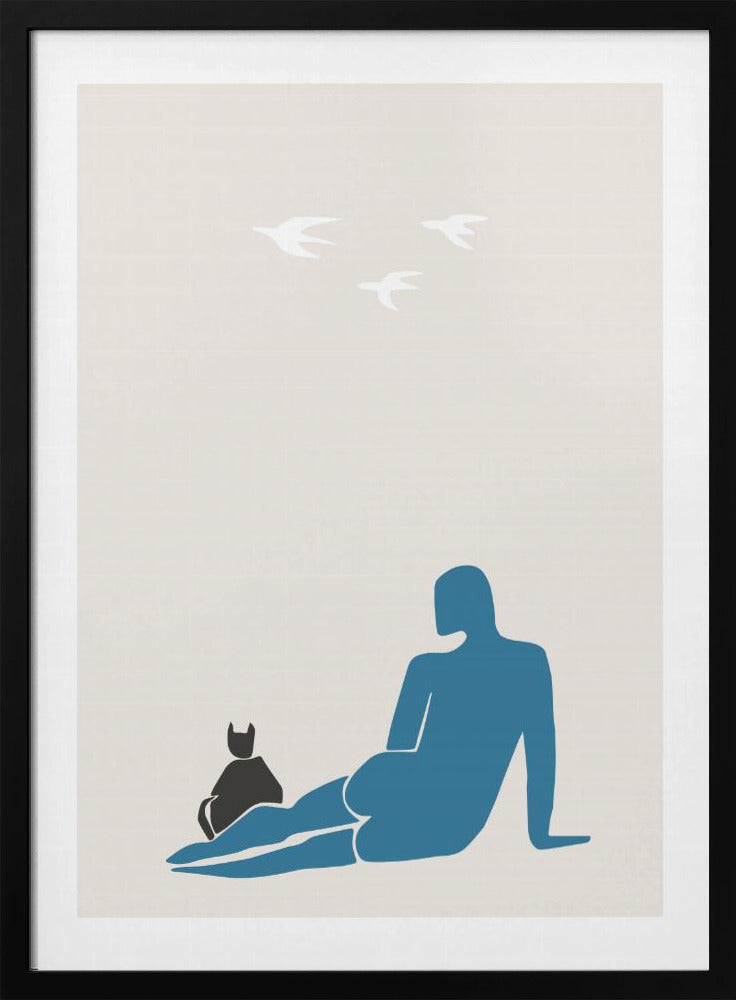 Woman and Cat Poster