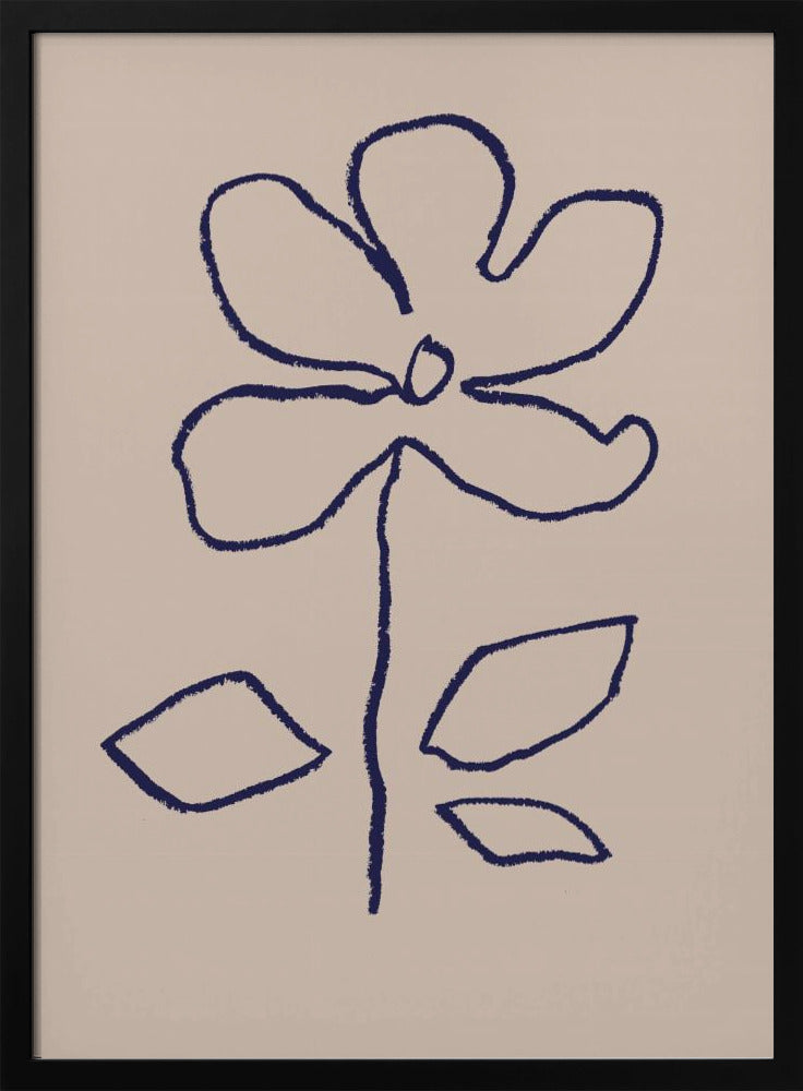 Oil Pastel Flower Blue Poster