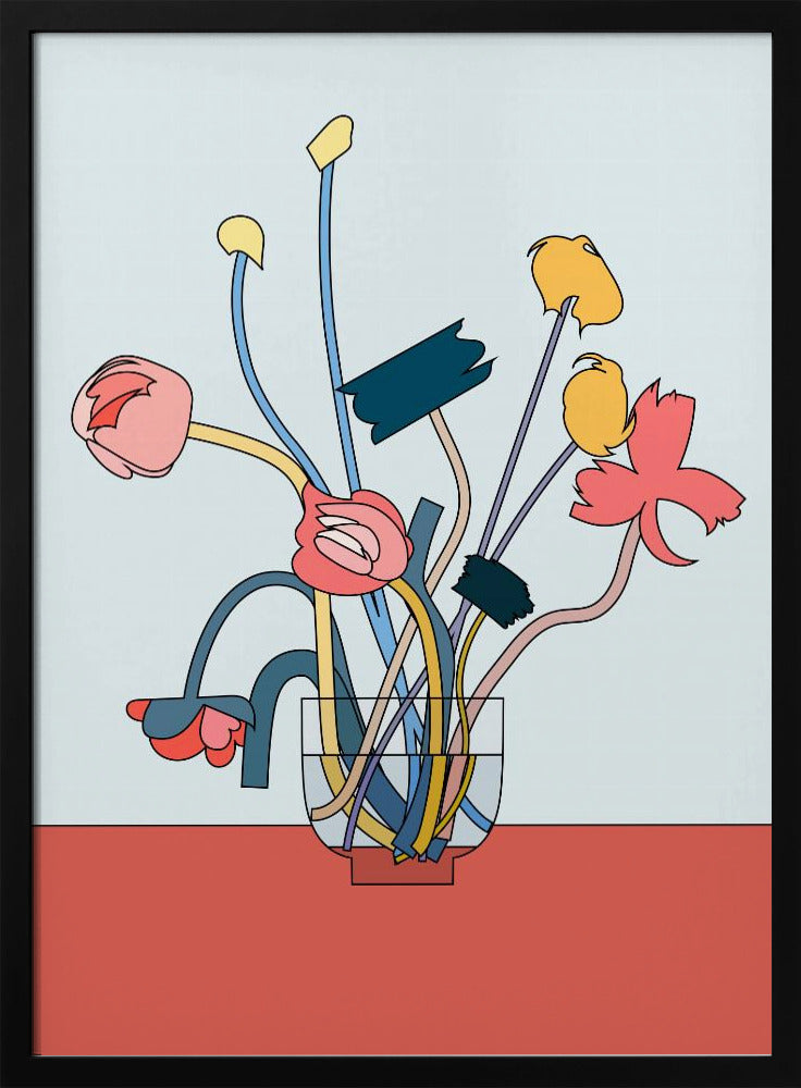 Flowers in a glass vase Poster