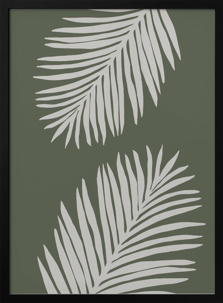 PALM LEAF 06 GREEN WHITE Poster