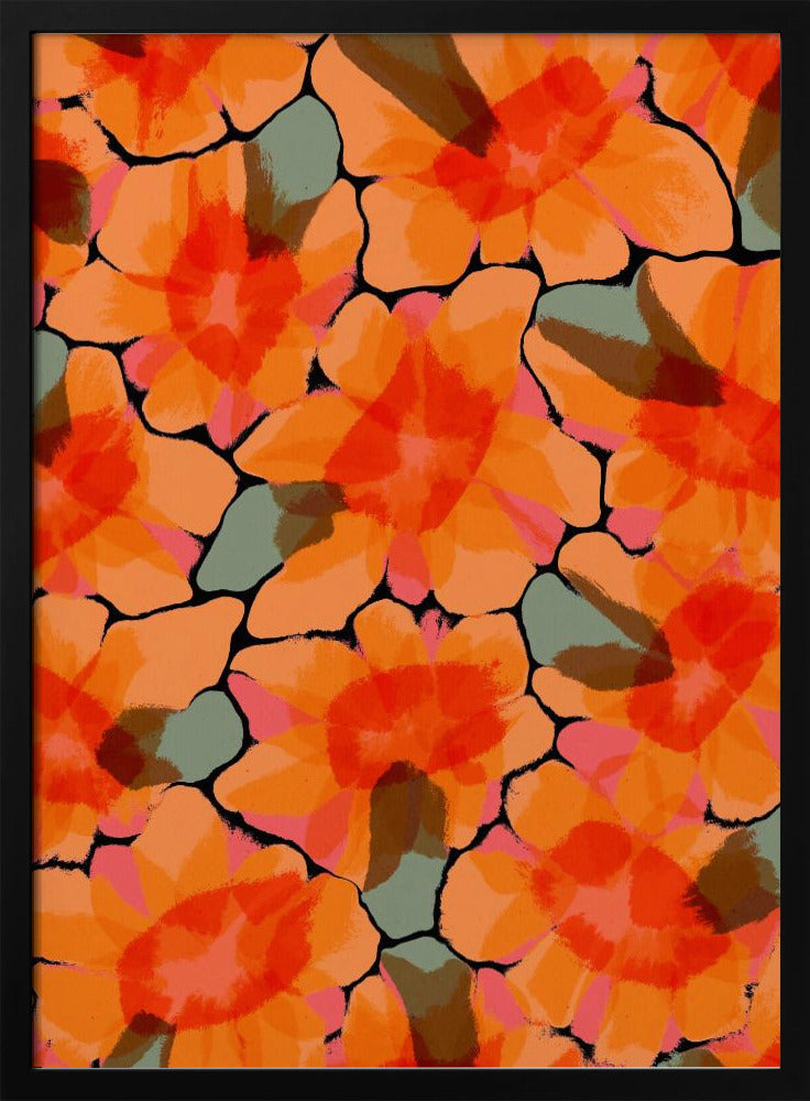 Orange Big Flowers Poster