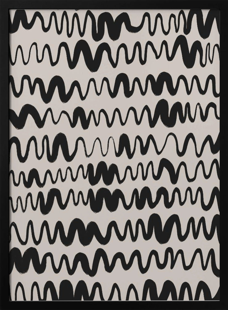 Black Waves Pattern Poster