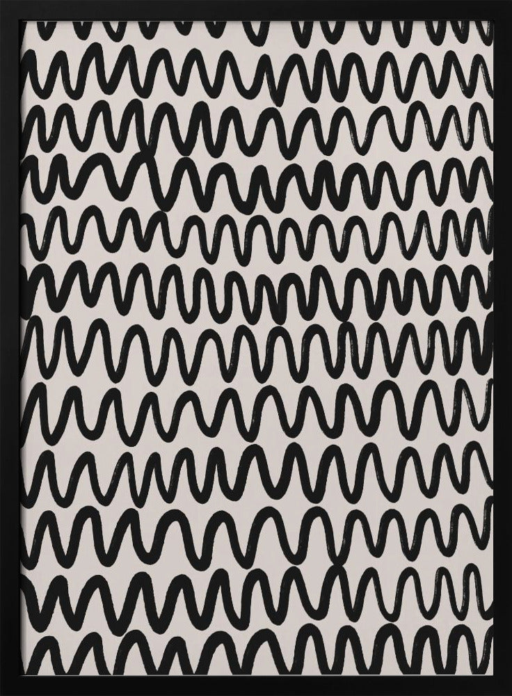 Thin Black Waves Pattern Poster