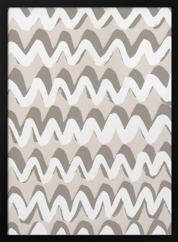 White and Beige ZigZag Pattern Poster