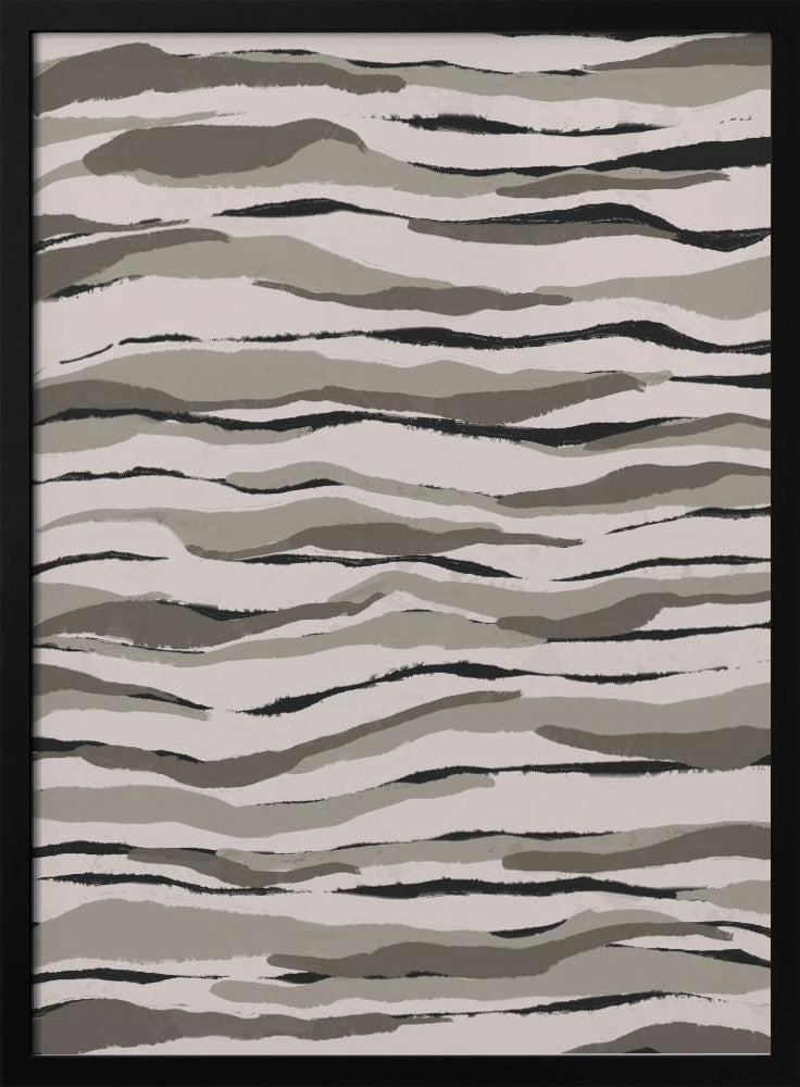 Grey And Beige Waves Poster