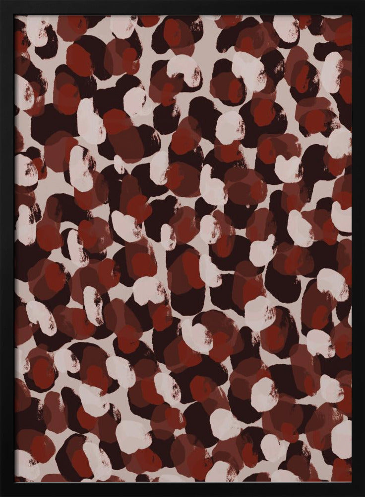 Red Beige Brown Dots Pattern Poster