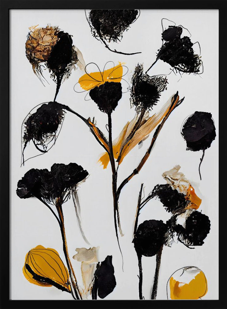 Black Dry Flowers Poster