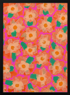 Cute Orange Flower Pattern Poster