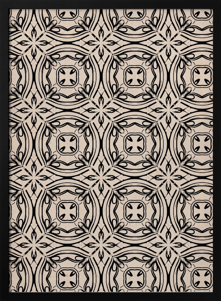 Beige and Black Tile Pattern Poster
