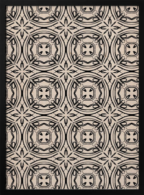 Beige and Black Tile Pattern Poster