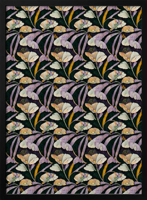 Purple Leafs Pattern Poster