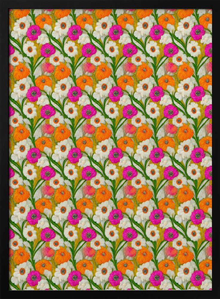 Stitched Flowers Pattern Poster