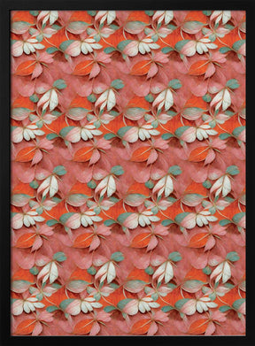 Orange Floral Pattern Poster