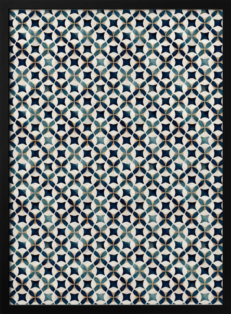 Vintage Blue Beige Pattern Poster