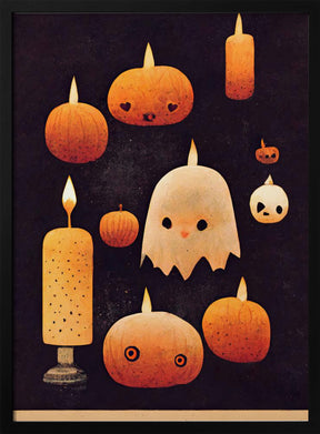 Candles, Pumpkins And A Ghost Poster