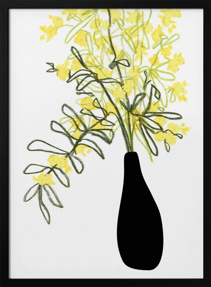 Yellow blooms in a vase Poster