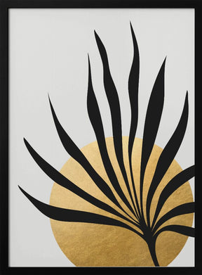 Tropical sun and palm leaf Poster