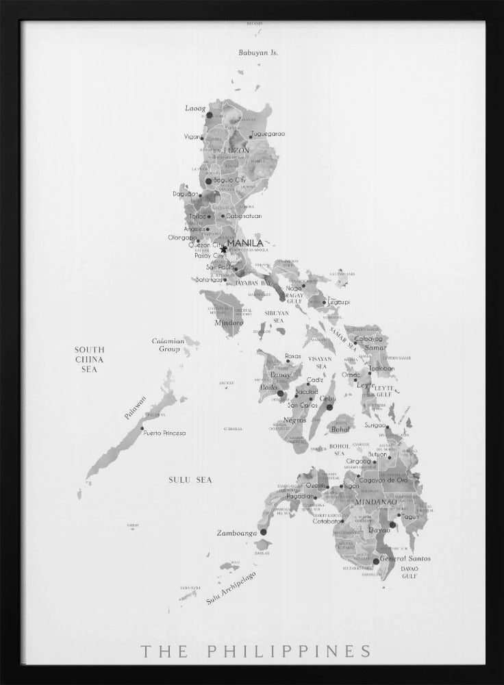 Gray watercolor map of Philippines Poster