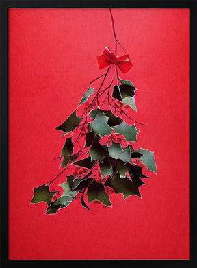 Mistletoe With Red Bow Poster