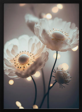 White Flowers And Bokeh Poster