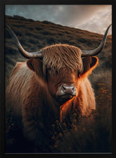 Highland Cow With Big Horns Poster