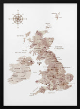 Taupe map of the United Kingdom Poster