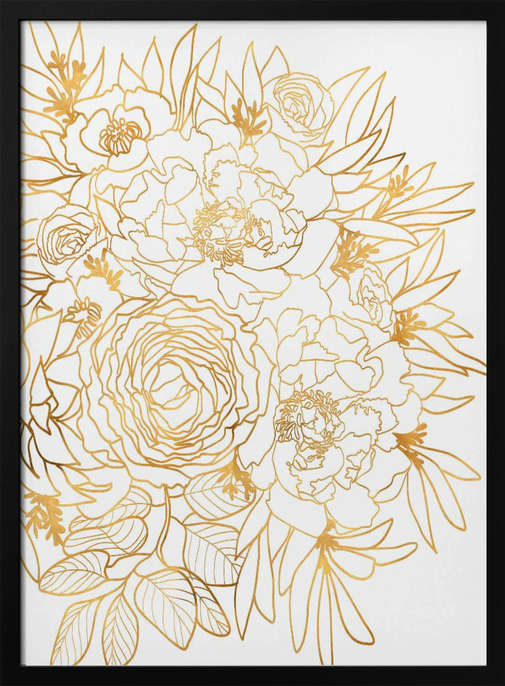 Nanette floral art in gold Poster