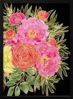 Nanette floral art in bright colors Poster