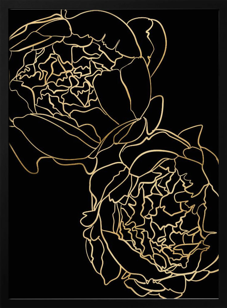 Sally's peonies in gold and black Poster