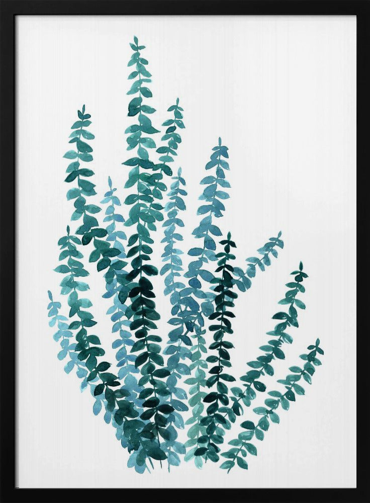 Watercolor eucalyptus branch in teal Poster