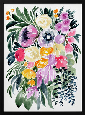 Urja loose floral watercolor bouquet Poster