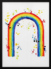 Rainbow watercolor with splatters Poster