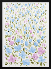 Field of purple and blue flowers Poster