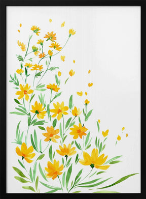 Yellow watercolor wildflowers Poster