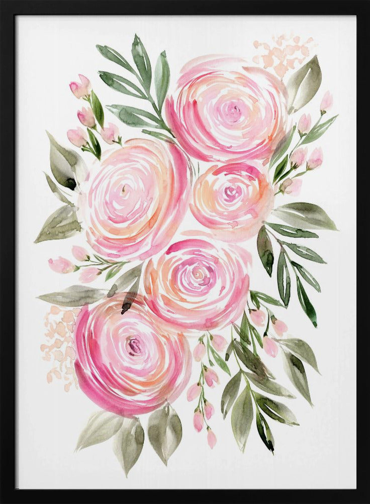 Begonia pink ranunculus bouquet Poster