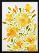 Watercolor California poppies quad 1 Poster