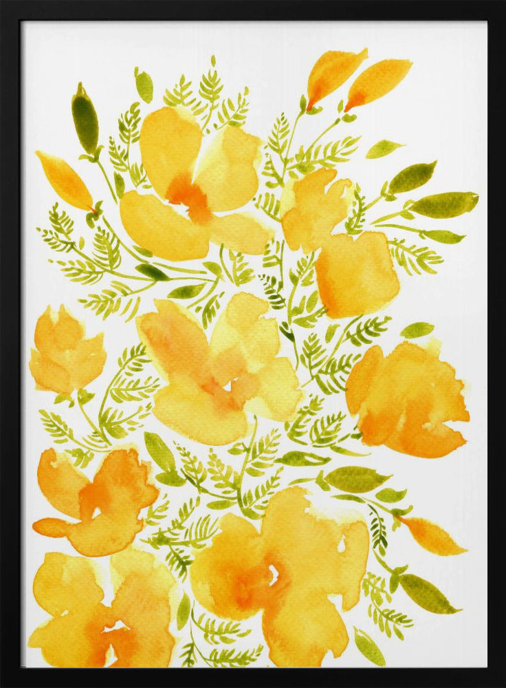 Watercolor California poppies quad 2 Poster