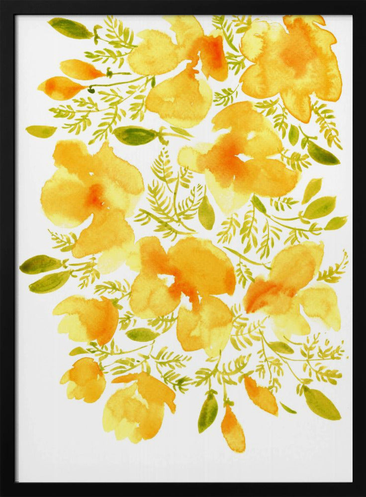 Watercolor California poppies quad 3 Poster