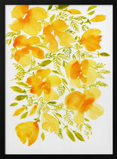 Watercolor California poppies quad 4 Poster